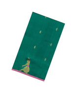 Sea Green Handloom Silk Cotton Saree With Zari Buttas & Contrast Pallu-SC4654