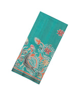 Green Printed Synthetic Tussar Silk Saree With Contrast Border-SY0108