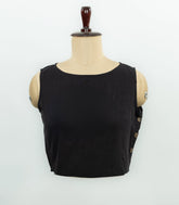 Black Sleeveless Boat-Neck Cotton Blouse-RB5243