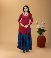 Red & Blue Short Kurti Top-KR0844