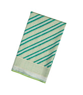 Aquamarine Handloom Organza Satin Soft Silk Saree With Diagonal Floral Motifs-SO4140