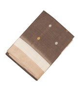 Dark Grey Woven Tussar Silk Saree Coin Buttas