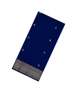 Dark Blue Handloom Maheswari Silk Cotton Saree With Buttas-SC4142