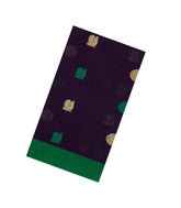 Dark Purple Handloom Village Cotton Saree With Buttas-VC1634