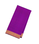 Purple Handloom Kanchipuram 9 Yards Silk Saree With Zari Checks & Border-KA13386