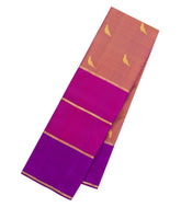 Dusty Peach Handloom Korvai Kanchipuram Silk Saree With Zari Buttas-KA16211
