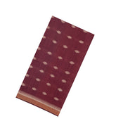 Dark Brown Woven Tussar Silk Saree With Floral Motifs & Contrast Border-TU3544