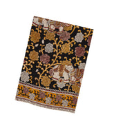 BLack Woven Cotton Saree With Printed Kalamkari Motifs-KAL1145