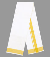 White Handloom Pure Silk 10 Yards Dhoti With 6 Yards Angavasthram-CD1556