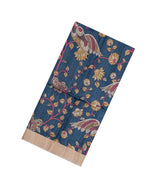 Dark Grey Handloom Tussar Silk Saree With Printed Motifs-TU3435