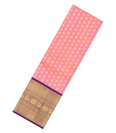 Peach Handloom Korvai Silk Pavadai & Purple Blouse-PM2085