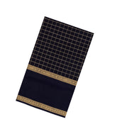 Black Handloom Silk Cotton Saree With Checks-SC4197
