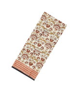 Cream Printed Jaipur Cotton Saree With Floral Motifs-JC1819