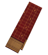 Maroon Handloom Kanchipuram Silk Saree With Zari Checks & Buttas-KA14172