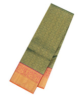 Dark Green Handloom Korvai Kanchipuram Silk Saree With Zari Motifs-KA15472