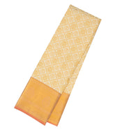 Cream Blended Silk Saree With Floral Jaal Motifs