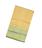 Beige Handloom Silk Cotton Saree With Checks & Ganga Jamuna Border-SC3687