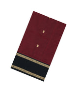 Maroon Handloom Silk Cotton Saree With Buttas & Contrast Border-SC4433