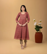 Printed Crimson Kurta-KR0857