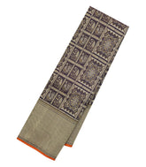 Black Handloom Kanchipuram Silk Saree With Bomkai Motifs-KA14608