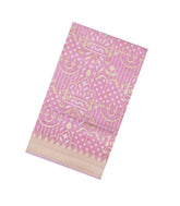 Baby Pink Handloom Banarasi Organza Silk Saree With Floral Motifs-BE1840