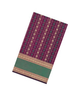 Magenta Handloom Silk Cotton Saree With Checks-SC4203