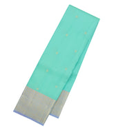 Turquoise Handloom Kanchipuram Silk Saree With Zari Buttas-KA16329