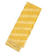 Mustard Mysore Crepe Silk Saree With Diagonal Floral Motifs-MS3099