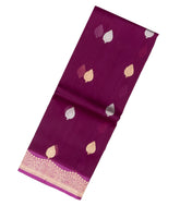 Magenta Handloom Banarasi Organza Silk Saree With Floral Buttas-BE1715