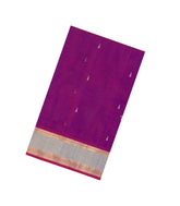 Magenta Handloom Silk Cotton Saree With Zari Buttas & Contrast Border-SC4817
