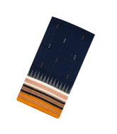 Dark Blue Handloom Orissa Cotton Saree With Mustard Tie & Dye Pallu