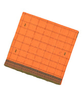 Peach Woven Kadapa Cotton Saree With Checks & Buttas-KN0649
