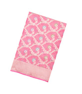 Peach Handloom Banarasi Silk Saree With Meena Floral Zari Motifs-BE1929