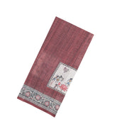 Brown Printed Art Linen Saree With Zari Checks-BL6074