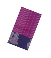 Magenta Handloom Soft Silk Saree With Zari Stripes & Contrast Border-SO4786