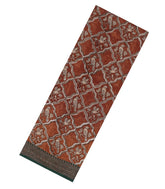 Rust Printed Chanderi Cotton Saree With Bird Motifs-CC1451