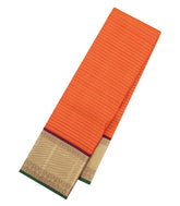 Orange Handloom Korvai Kanchipuram Silk Saree With Zari Stripes-KA16592