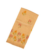 Peach Woven Linen Saree With Printed Floral Motifs-LI0670