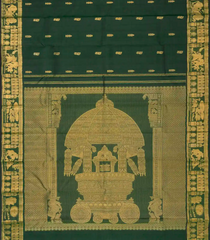 Bottle Green Handloom Kuraloviyam Silk Saree With Buttas-KA12116