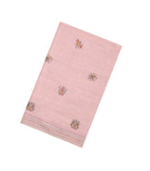 Baby Pink Embroidered Synthetic Linen Saree With Elephant Motifs-SY0565