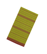 Light Green Woven Bengal Cotton Saree With Stripes & Contrast Border-BG1889