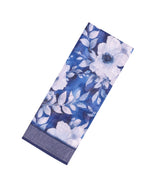 Dark Blue Printed Synthetic Linen Saree With Floral Motifs-SY0209