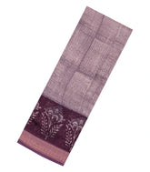 Lilac Printed Chanderi Cotton Saree With Zari Border-CC1469