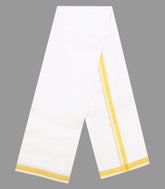White Handloom Pure Silk 9 Yards Dhoti With 5 Yards Angavasthram-CD1545