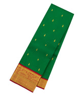 Green Handloom Korvai Kanchipuram Silk Saree With Zari Buttas-KA16720