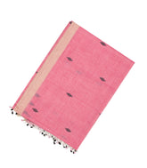 Dusty Pink Handloom Bengal Cotton Saree With Diamond Buttas