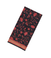 Black Woven Tussar Silk Saree With Stripes & Printed Floral Motifs-TU3116