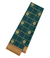 Dark Green Handloom Kanchipuram Silk Saree With Zari Checks & Buttas-KA15927