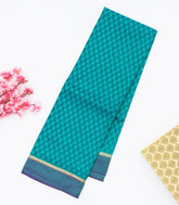 Turquoise Handloom Kanchipuram Silk Saree Printed With Floral Motifs