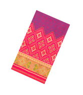 Purple Handloom Rajkot Patola Silk Saree With Ikat Floral Motifs-IK0606
